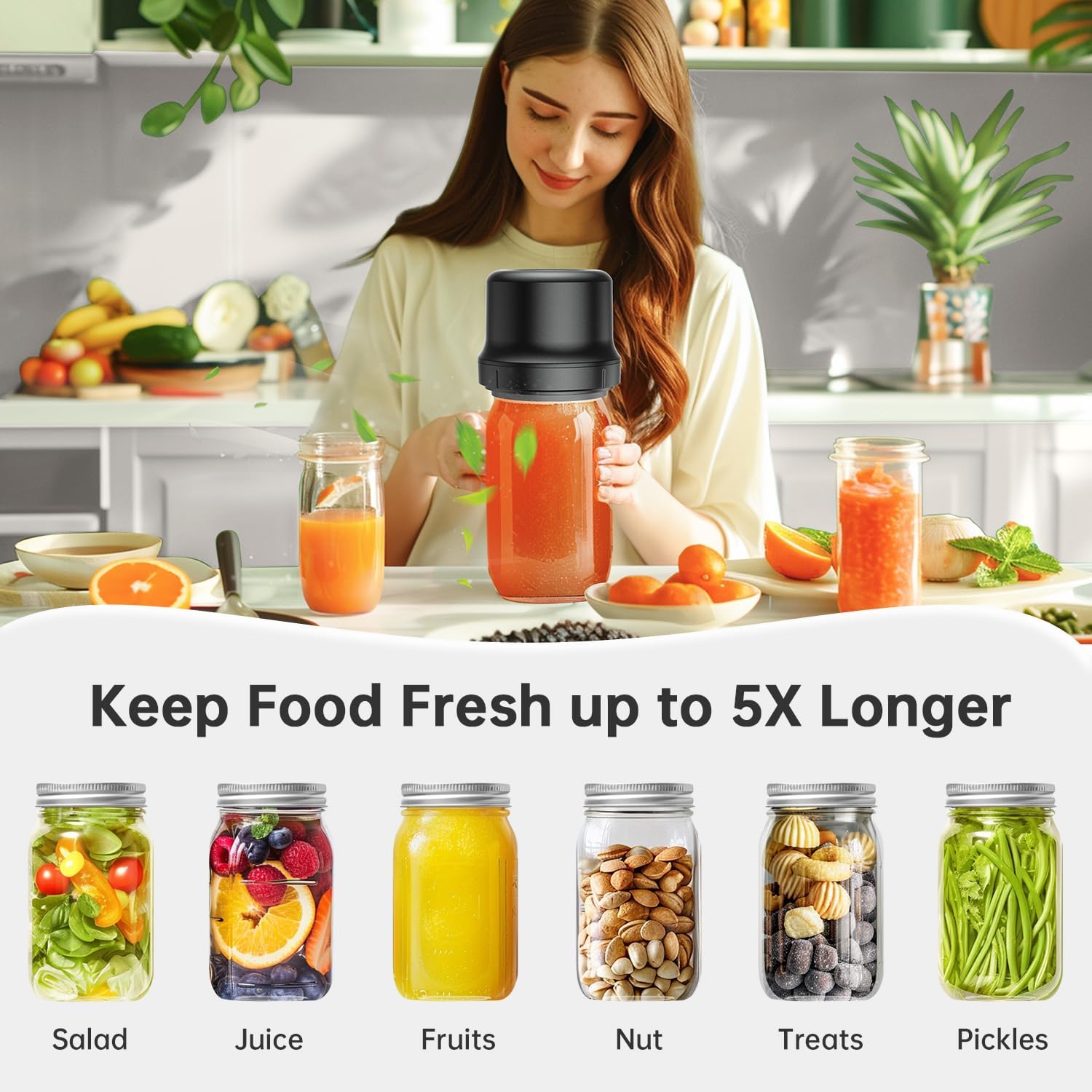 Moriko Mason Jar Vacuum Sealer - Electric Mason Jar Vacuum Sealer Kit with Regular and Wide Mouth Mason Jar Lids, Canning Vacuum Sealer for Food Storage (Black) Moriko Mason Jar Vacuum Sealer - Electric Mason Jar Vacuum Sealer Kit with Regular and Wide Mouth Mason Jar Lids, Canning Vacuum Sealer for Food Storage (Black)